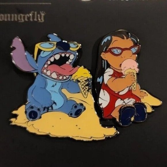 Loungefly Disney Lilo and Stitch Ice Cream Beach Enamel Pin Set 2 Piece NEW - Picture 1 of 10